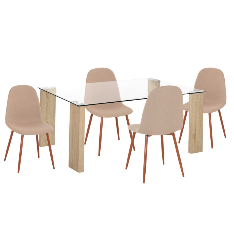 ΣΕΤ ΤΡΑΠΕΖΑΡΙΑΣ 5ΤΜΧ LEOMOR HM21270.01 ΤΡΑΠΕΖΙ & 4 ΚΑΡΕΚΛΕΣ - ΜΠΕΖ ΥΦΑΣΜΑ ΣΕΤ ΤΡΑΠΕΖΑΡΙΑΣ 5ΤΜΧ LEOMOR HM21270.01 ΤΡΑΠΕΖΙ & 4 ΚΑΡΕΚΛΕΣ - ΜΠΕΖ ΥΦΑΣΜΑ