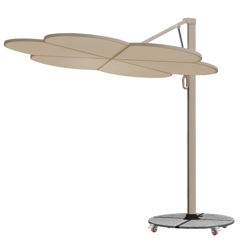 ΟΜΠΡΕΛΑ ΜΕ ΒΑΣΗ ΣΕΙΡΑ CANNOPY (flower) HM21286.01 ΑΛΟΥΜΙΝΙΟ-ΓΡΑΝΙΤΗΣ-ΜΟΛΥΒΙ ΧΡΩΜΑ 2,38x2,2μ