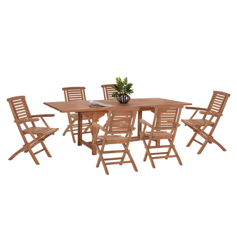 ΣΕΤ ΤΡΑΠΕΖΑΡΙΑΣ CRANDER HM21288 ΤΡΑΠΕΖΙ & 6 ΠΟΛΥΘΡΟΝΕΣ ΠΤΥΣΣΟΜΕΝΕΣ-ΤΕΑΚ