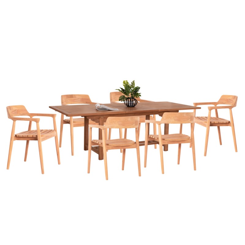 ΣΕΤ ΤΡΑΠΕΖΑΡΙΑΣ FREM HM21291 ΤΡΑΠΕΖΙ & 6 ΠΟΛΥΘΡΟΝΕΣ---ΤΕΑΚ ΞΥΛΟ