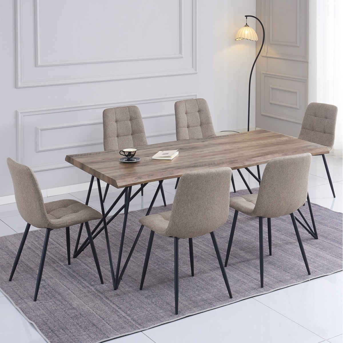 ΣΕΤ ΤΡΑΠΕΖΑΡΙΑΣ 7ΤΜΧ VIGOR HM21355 ΤΡΑΠΕΖΙ 180x90εκ ΜΕ 6 ΚΑΡΕΚΛΕΣ