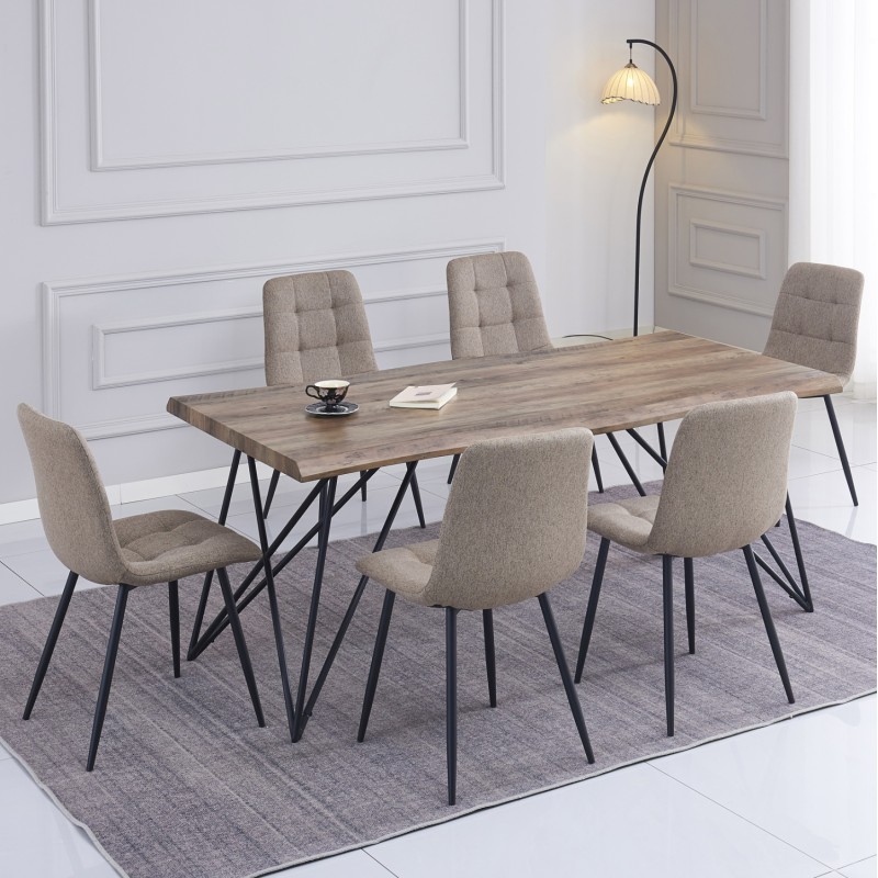 ΣΕΤ ΤΡΑΠΕΖΑΡΙΑΣ 7ΤΜΧ VIGOR HM21355 ΤΡΑΠΕΖΙ 180x90εκ ΜΕ 6 ΚΑΡΕΚΛΕΣ