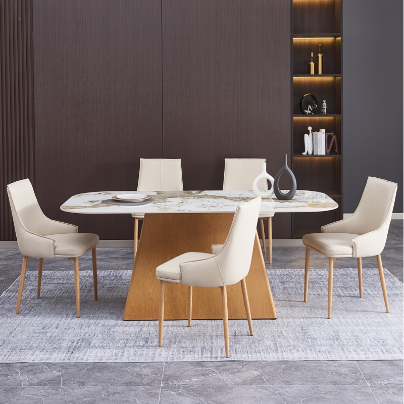 ΣΕΤ ΤΡΑΠΕΖΑΡΙΑΣ 7ΤΜΧ NORDU HM21359 ΚΕΡΑΜΙΚΟ TOP/MDF ΒΑΣΗ--PU ΚΡΕΜ/ΜΕΤΑΛ.ΠΟΔΙΑ