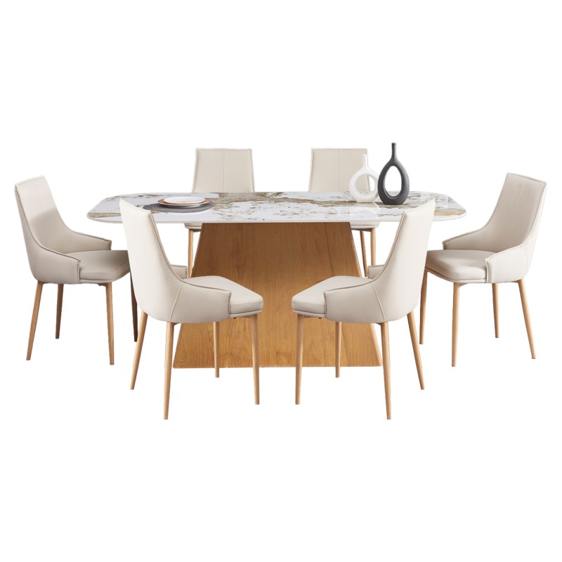 ΣΕΤ ΤΡΑΠΕΖΑΡΙΑΣ 7ΤΜΧ NORDU HM21359 ΚΕΡΑΜΙΚΟ TOP/MDF ΒΑΣΗ--PU ΚΡΕΜ/ΜΕΤΑΛ.ΠΟΔΙΑ