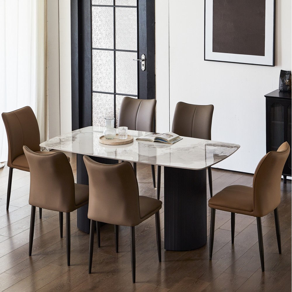 ΣΕΤ ΤΡΑΠΕΖΑΡΙΑΣ 7ΤΜΧ MINAO HM21362 ΚΕΡΑΜΙΚΟ TOP/MDF ΠΟΔΙΑ--PU ΚΑΦΕ/ΜΕΤΑΛ.ΠΟΔΙΑ
