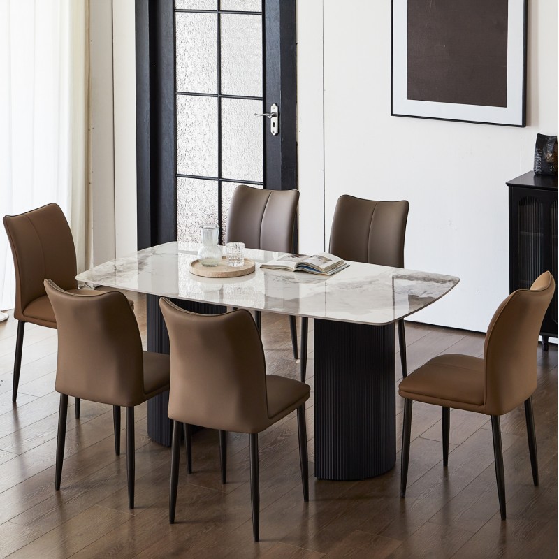 ΣΕΤ ΤΡΑΠΕΖΑΡΙΑΣ 7ΤΜΧ MINAO HM21362 ΚΕΡΑΜΙΚΟ TOP/MDF ΠΟΔΙΑ--PU ΚΑΦΕ/ΜΕΤΑΛ.ΠΟΔΙΑ