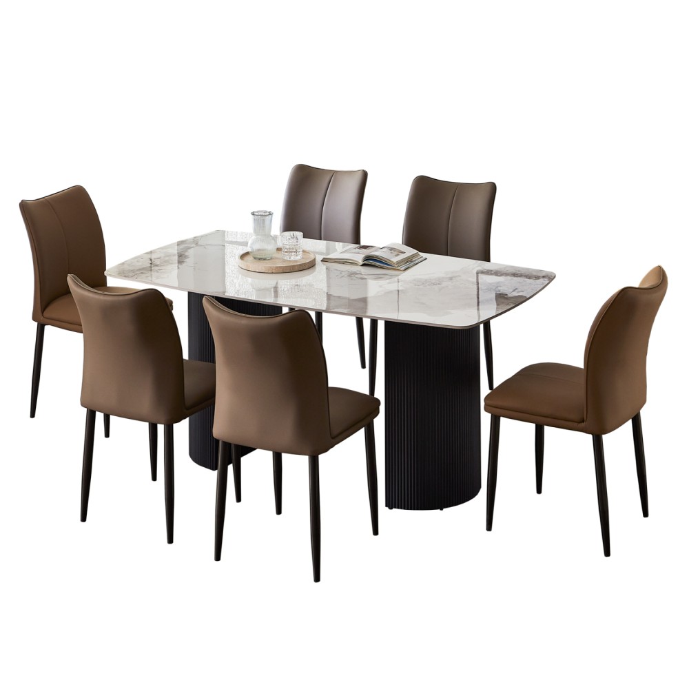 ΣΕΤ ΤΡΑΠΕΖΑΡΙΑΣ 7ΤΜΧ MINAO HM21362 ΚΕΡΑΜΙΚΟ TOP/MDF ΠΟΔΙΑ--PU ΚΑΦΕ/ΜΕΤΑΛ.ΠΟΔΙΑ