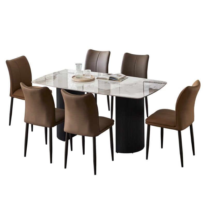 ΣΕΤ ΤΡΑΠΕΖΑΡΙΑΣ 7ΤΜΧ MINAO HM21362 ΚΕΡΑΜΙΚΟ TOP/MDF ΠΟΔΙΑ--PU ΚΑΦΕ/ΜΕΤΑΛ.ΠΟΔΙΑ