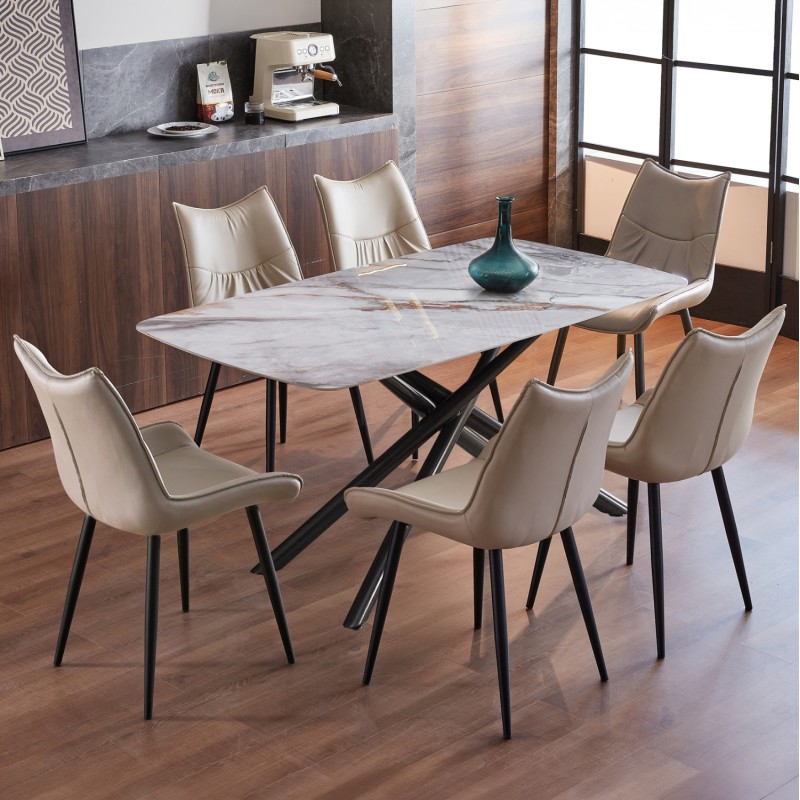 ΣΕΤ ΤΡΑΠΕΖΑΡΙΑΣ 7ΤΜΧ ISKA HM21363 ΚΕΡΑΜΙΚΟ TOP/ΜΕΤΑΛ. ΠΟΔΙΑ--PU ΜΠΕΖ/ΜΕΤΑΛ.ΠΟΔΙΑ