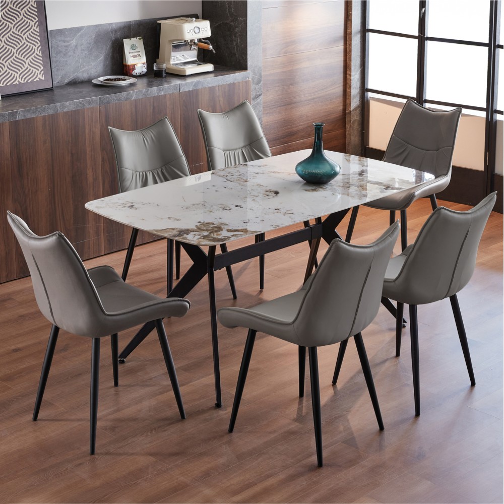 ΣΕΤ ΤΡΑΠΕΖΑΡΙΑΣ 7ΤΜΧ AIKA HM21364 ΚΕΡΑΜΙΚΟ TOP/ΜΕΤΑΛ. ΠΟΔΙΑ--PU ΓΚΡΙ/ΜΕΤΑΛ.ΠΟΔΙΑ