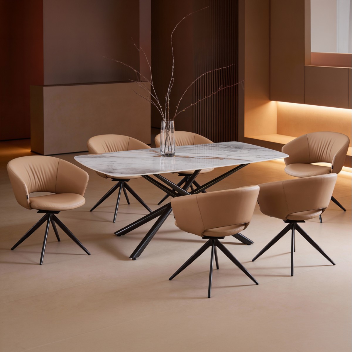 ΣΕΤ ΤΡΑΠΕΖΑΡΙΑΣ 7ΤΜΧ HANAE HM21365 ΚΕΡΑΜΙΚΟ TOP/ΜΕΤΑΛ. ΠΟΔΙΑ--PU ΜΟΚΑ/ΜΕΤΑΛ.ΠΟΔΙΑ