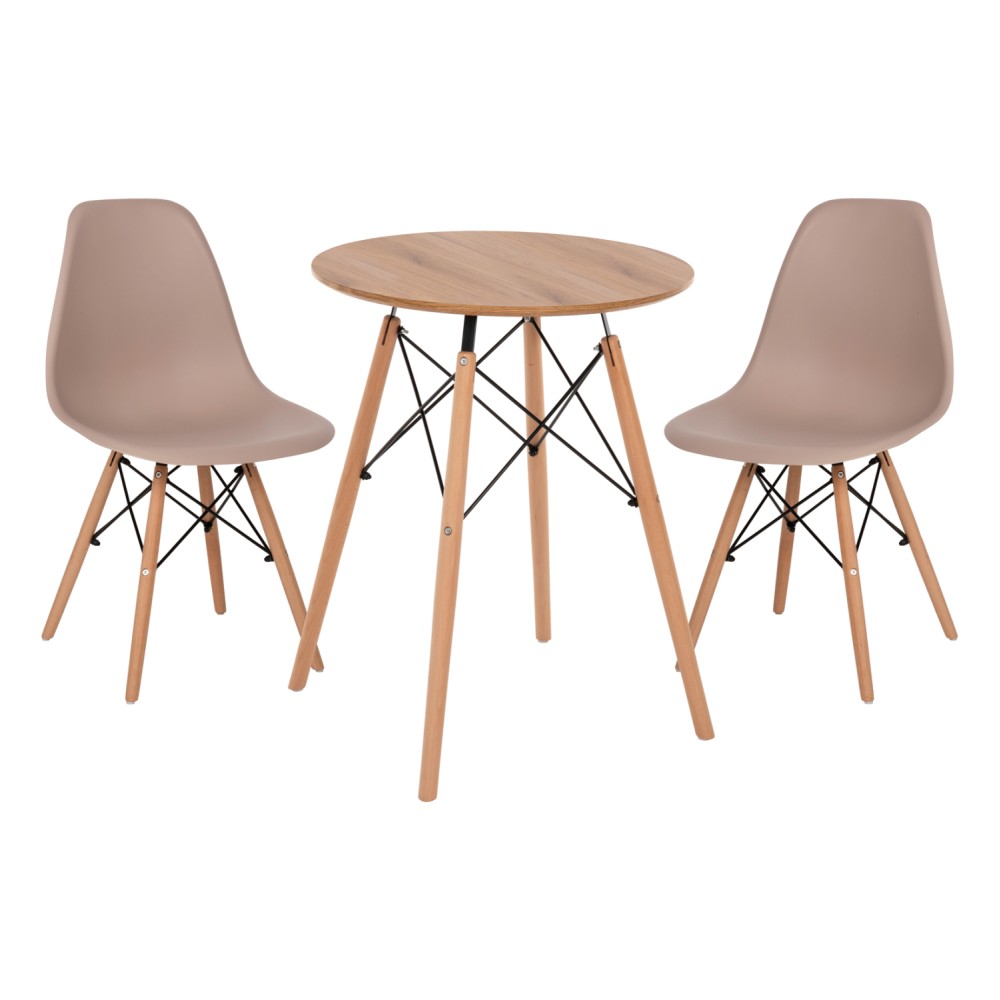 ΣΕΤ ΤΡΑΠΕΖΑΡΙΑΣ 3ΤΜΧ TWIST HM21370 ΣΤΡΟΓΓΥΛΟ ΤΡΑΠΕΖΙ Φ60 & 2 ΚΑΡΕΚΛΕΣ ΣΕ ΚΑΠΟΥΤΣΙΝΟ