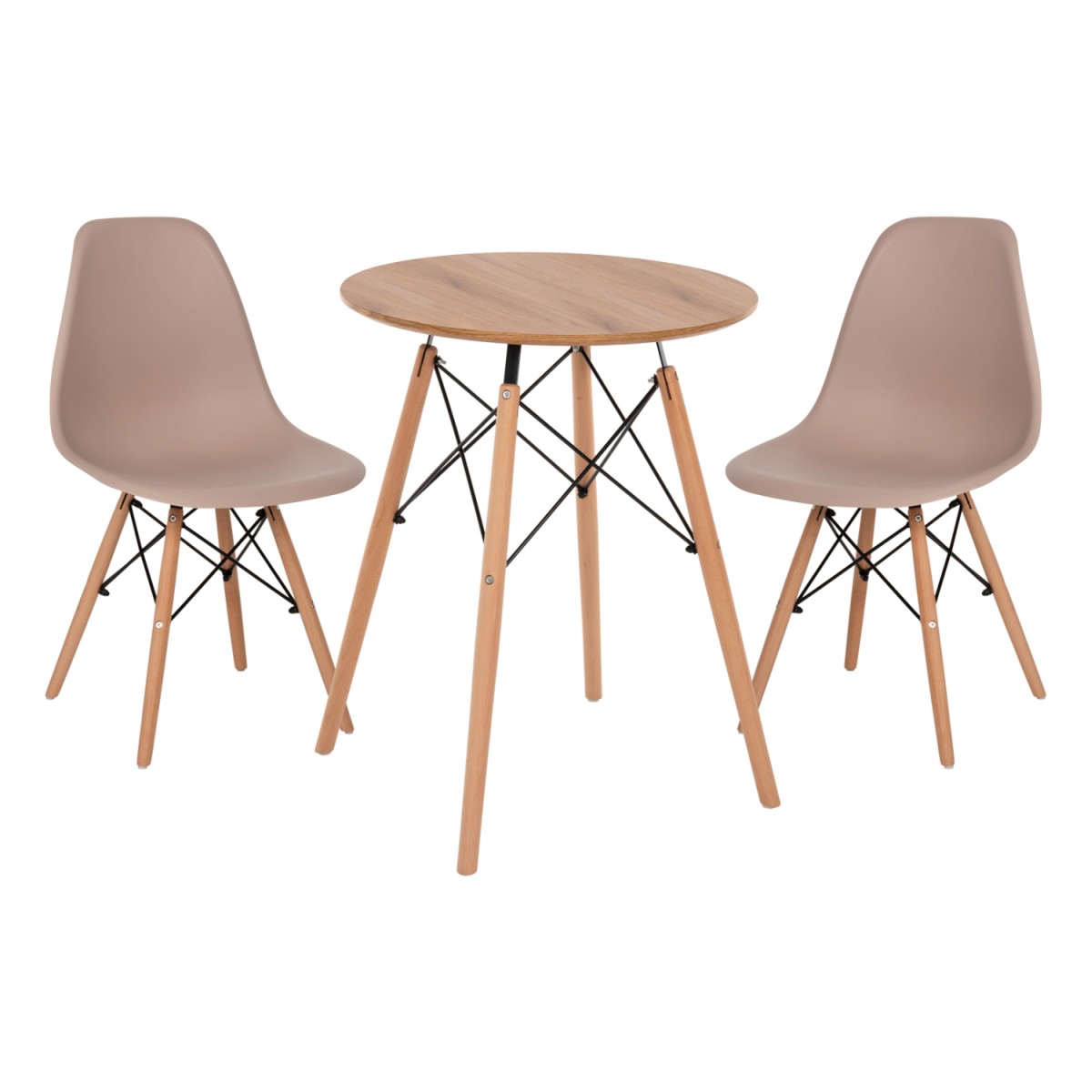 ΣΕΤ ΤΡΑΠΕΖΑΡΙΑΣ 3ΤΜΧ TWIST HM21370 ΣΤΡΟΓΓΥΛΟ ΤΡΑΠΕΖΙ Φ60 & 2 ΚΑΡΕΚΛΕΣ ΣΕ ΚΑΠΟΥΤΣΙΝΟ