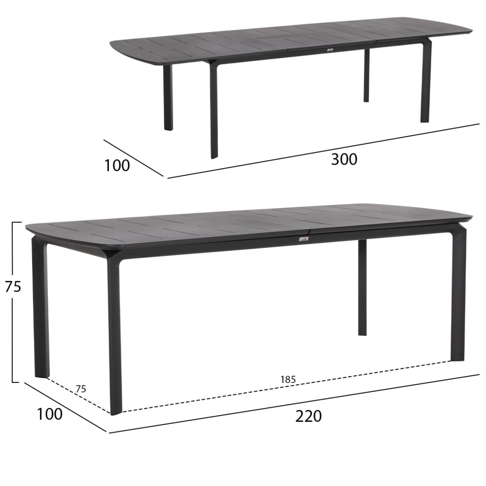 ΣΕΤ ΤΡΑΠΕΖΑΡΙΑΣ ΕΞ.ΧΩΡΟΥ 6 ΘΕΣΕΩΝ ELARA HM10726.01 ΓΚΡΙ ΑΛΟΥΜΙΝΙΟ-ΕΠΕΚΤΕΙΝΟΜΕΝΟ ΤΡΑΠΕΖΙ