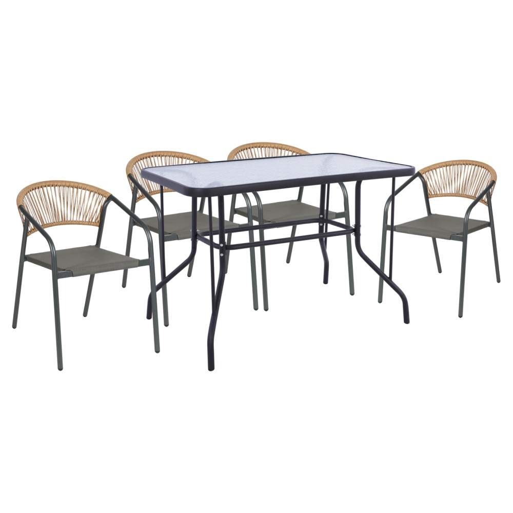 ΣΕΤ ΤΡΑΠΕΖΑΡΙΑΣ 5ΤΜΧ ADAM HM10727.01 ΚΑΡΕΚΛΕΣ ΜΕΤΑΛΛΙΚΕΣ & ΤΡΑΠΕΖΙ 110x60εκ ΓΚΡΙ