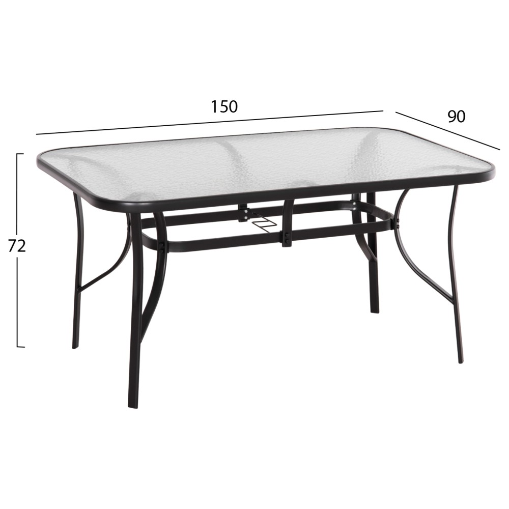 ΣΕΤ ΤΡΑΠΕΖΑΡΙΑΣ 5ΤΜΧ BRUNO HM10729.03 ΚΑΡΕΚΛΕΣ ΜΕΤΑΛΛΙΚΕΣ & ΤΡΑΠΕΖΙ 150x90εκ ΜΑΥΡΟ