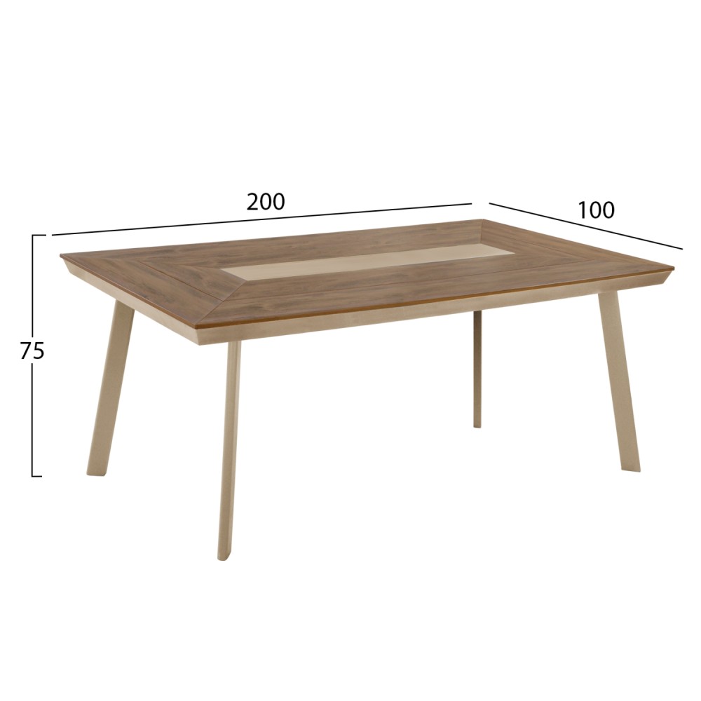 ΣΕΤ ΤΡΑΠΕΖΑΡΙΑΣ TABER HM10738.04 ΤΡΑΠΕΖΙ & 6 ΠΟΛΥΘΡΟΝΕΣ-ΑΛΟΥΜΙΝΙΟ & POLYWOOD-ΣΑΜΠΑΝΙ