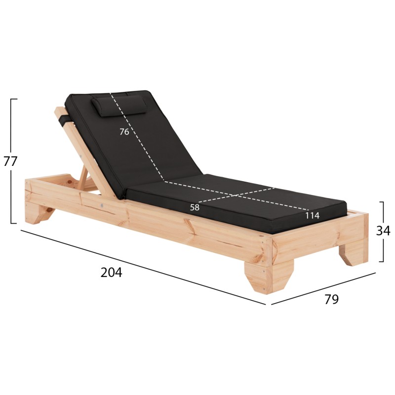 ΞΑΠΛΩΣΤΡΑ ΜΕ ΜΑΞΙΛΑΡΙ ΚΟΡΙΝΟΣ HM10790.05T ΞΥΛΟ ΠΕΥΚΟΥ--TEXTILENE ΣΕ ΜΑΥΡΟ 79x204x77Υεκ