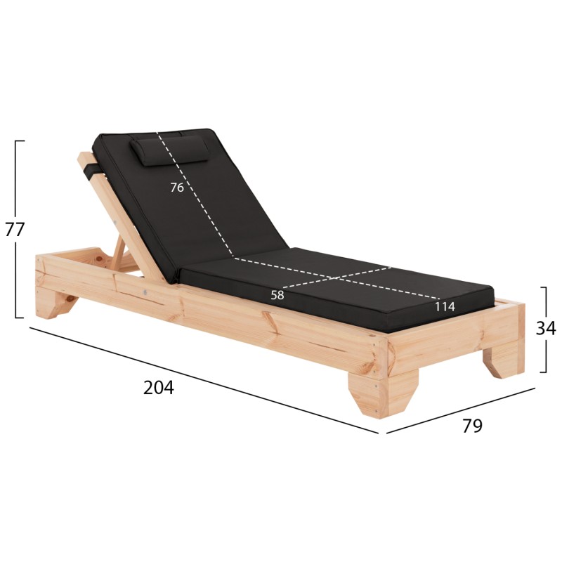 ΞΑΠΛΩΣΤΡΑ ΜΕ ΜΑΞΙΛΑΡΙ ΚΟΡΙΝΟΣ HM10790.05T ΞΥΛΟ ΠΕΥΚΟΥ--TEXTILENE ΣΕ ΜΑΥΡΟ 79x204x77Υεκ