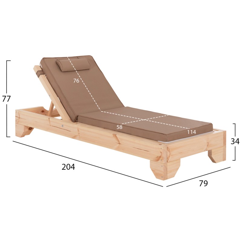 ΞΑΠΛΩΣΤΡΑ ΜΕ ΜΑΞΙΛΑΡΙ ΚΟΡΙΝΟΣ HM10791.04T ΞΥΛΟ ΠΕΥΚΟΥ--TEXTILENE ΣΕ ΜΟΚΑ 79x204x77Υ