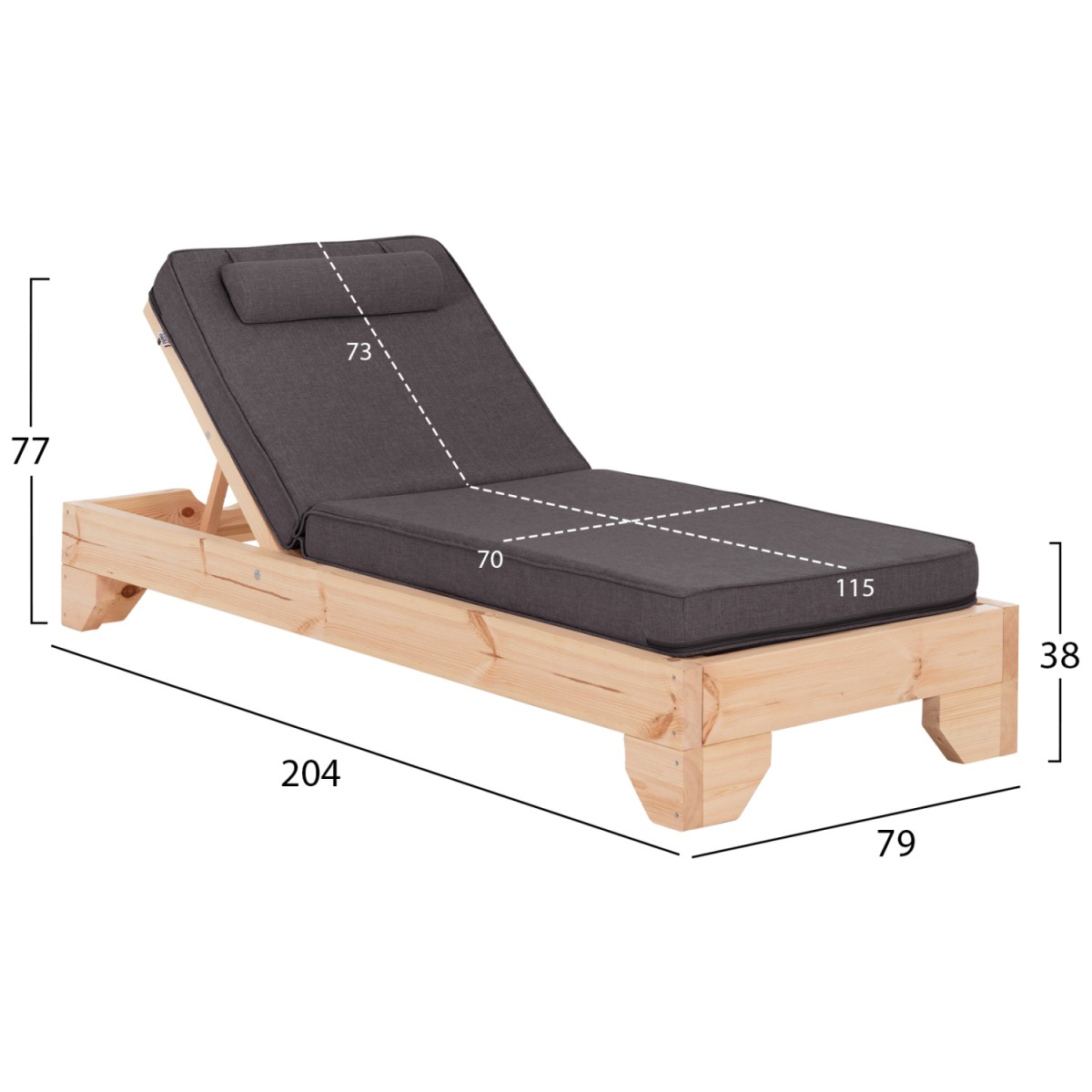 ΞΑΠΛΩΣΤΡΑ ΜΕ ΜΑΞΙΛΑΡΙ ΚΟΡΙΝΟΣ HM10797.73 ΞΥΛΟ ΠΕΥΚΟΥ--OLEFIN ΣΕ ΓΚΡΙ 79x204x77Υεκ