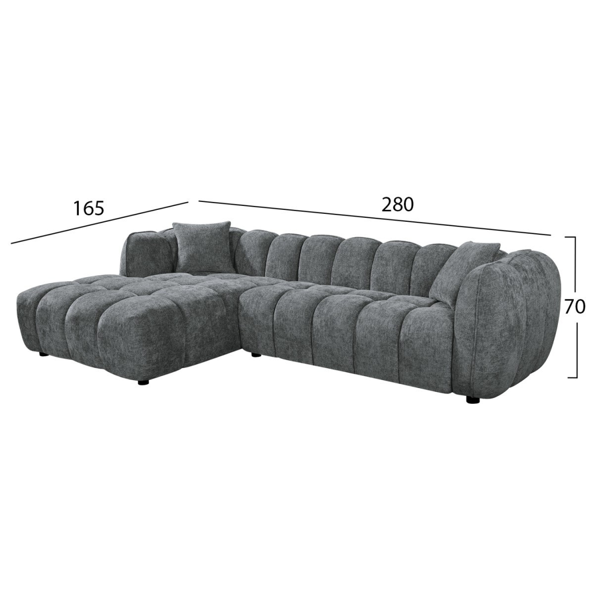 ΣΕΤ ΚΑΝΑΠΕΣ ΓΩΝΙΑ (ΑΡΙΣΤΕΡΗ)-ΠΟΛΥΘΡΟΝΑ LOUNGE LYKKE HM10820.01L ΓΚΡΙ ΥΦΑΣΜΑ