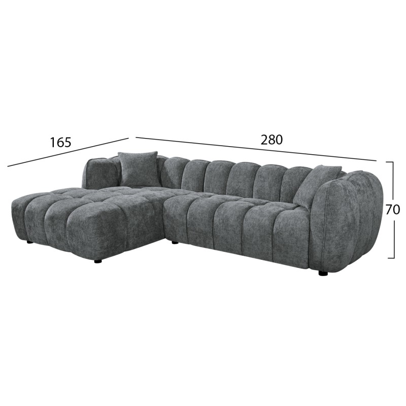 ΣΕΤ ΚΑΝΑΠΕΣ ΓΩΝΙΑ (ΑΡΙΣΤΕΡΗ)-ΠΟΛΥΘΡΟΝΑ LOUNGE LYKKE HM10820.01L ΓΚΡΙ ΥΦΑΣΜΑ