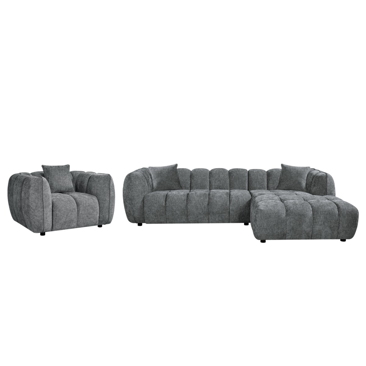 ΣΕΤ ΚΑΝΑΠΕΣ ΓΩΝΙΑ (ΔΕΞΙΑ)-ΠΟΛΥΘΡΟΝΑ LOUNGE LYKKE HM10820.01R ΓΚΡΙ ΥΦΑΣΜΑ