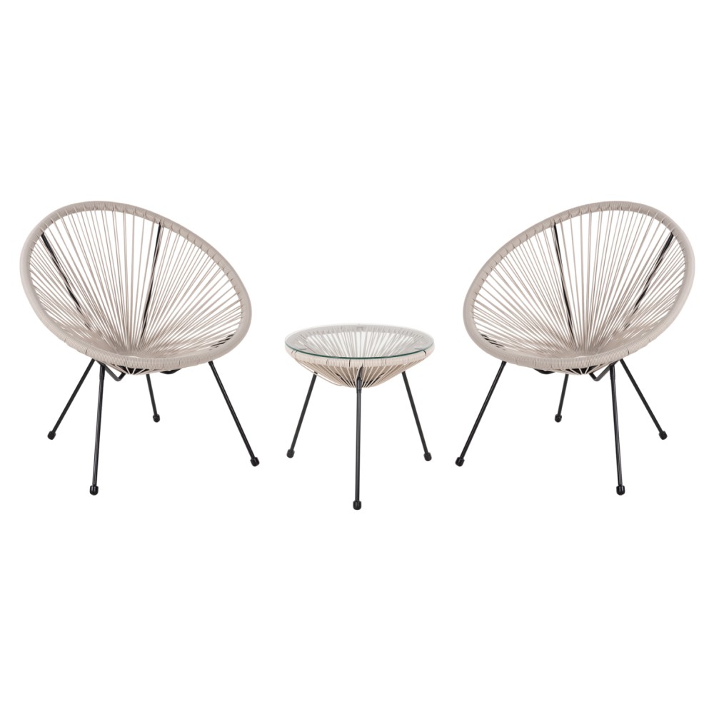 ΣΕΤ ΕΞΩΤΕΡΙΚΟΥ ΧΩΡΟΥ 3ΤΜΧ ACAPULCO HM11861.03 P.E.RATTAN ΕΚΡΟΥ-ΜΕΤΑΛΛΟ ΣΕ ΜΑΥΡΟ