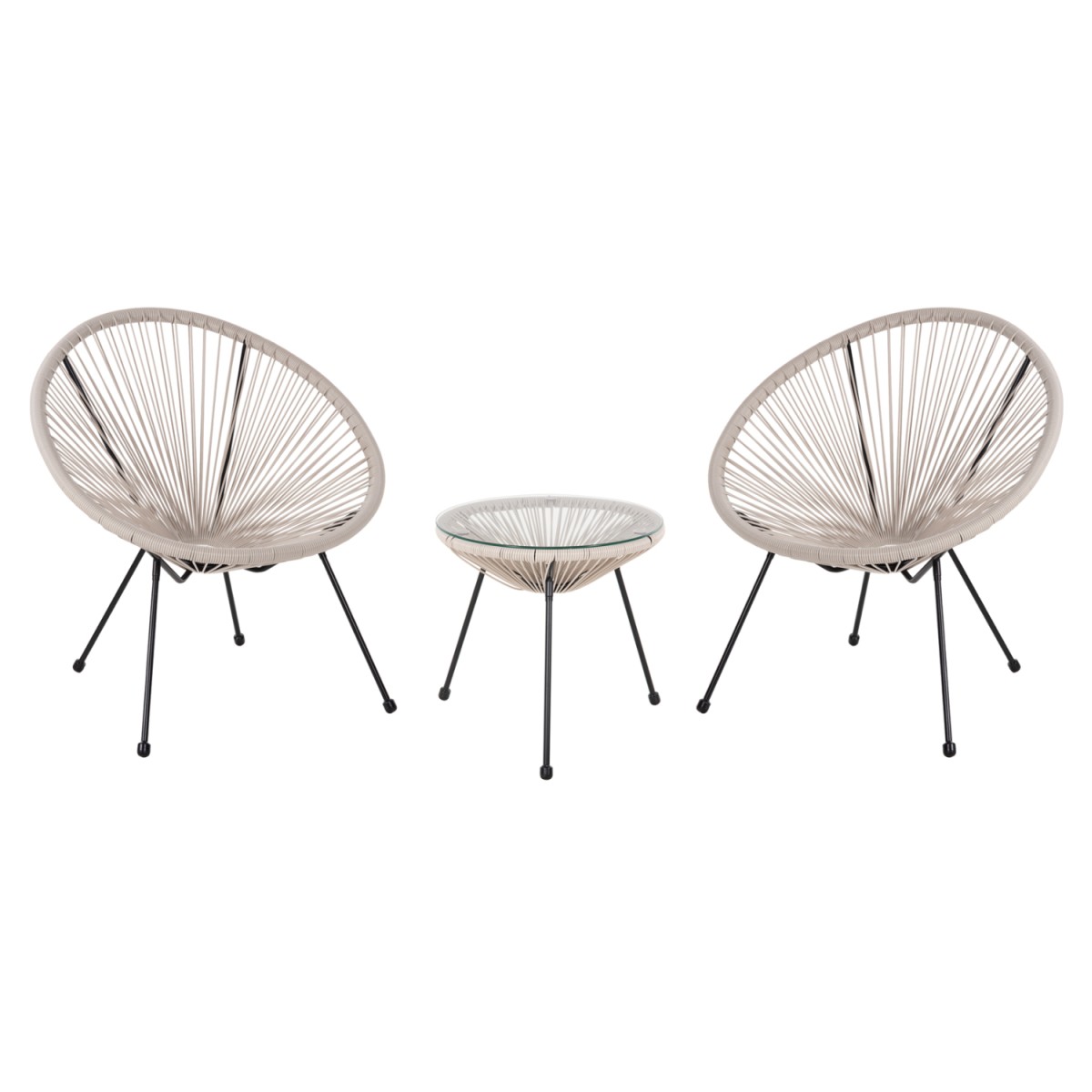 ΣΕΤ ΕΞΩΤΕΡΙΚΟΥ ΧΩΡΟΥ 3ΤΜΧ ACAPULCO HM11861.03 P.E.RATTAN ΕΚΡΟΥ-ΜΕΤΑΛΛΟ ΣΕ ΜΑΥΡΟ