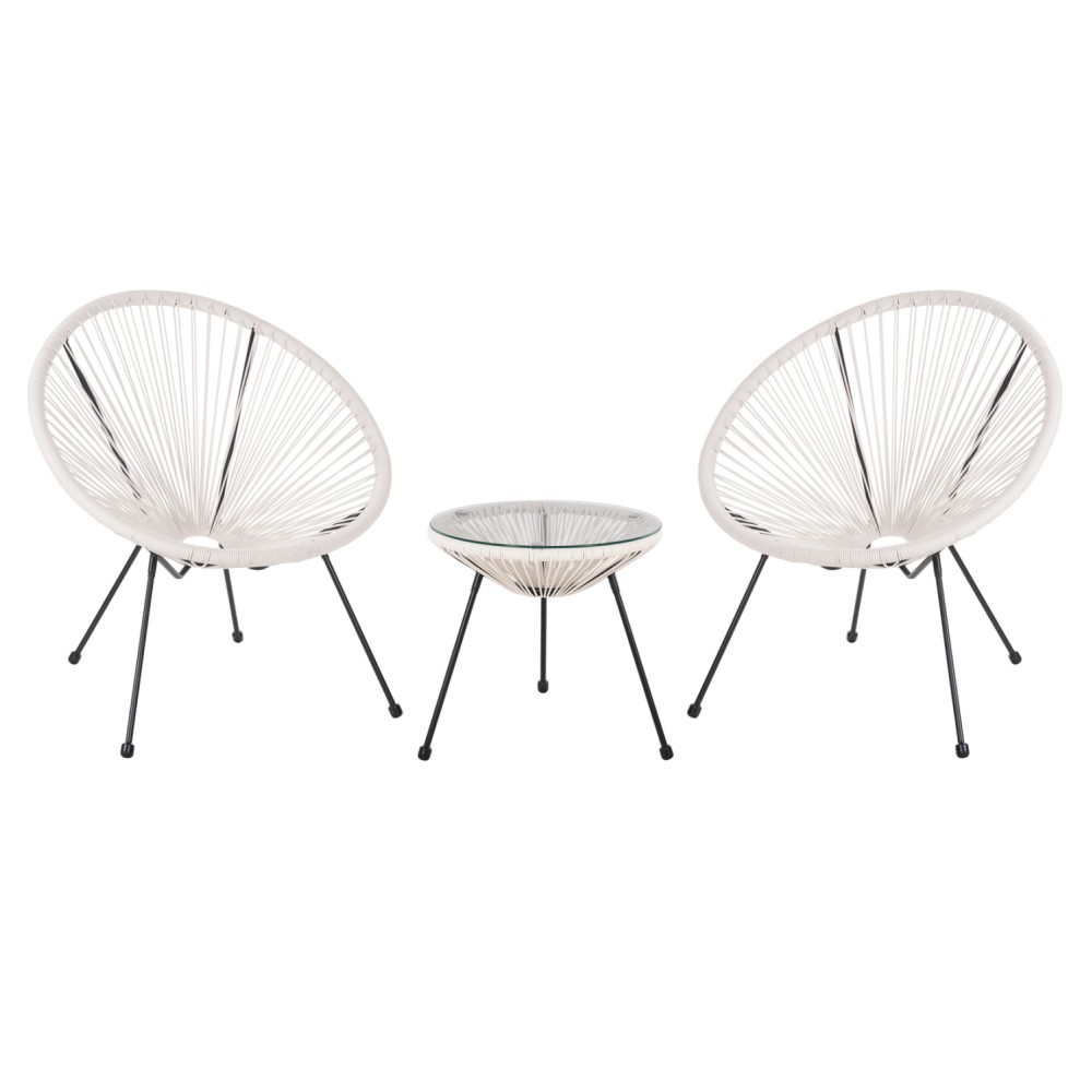 ΣΕΤ ΕΞΩΤΕΡΙΚΟΥ ΧΩΡΟΥ 3ΤΜΧ ACAPULCO HM11861.12 P.E.RATTAN ΛΕΥΚΟ-ΜΕΤΑΛΛΟ ΣΕ ΜΑΥΡΟ