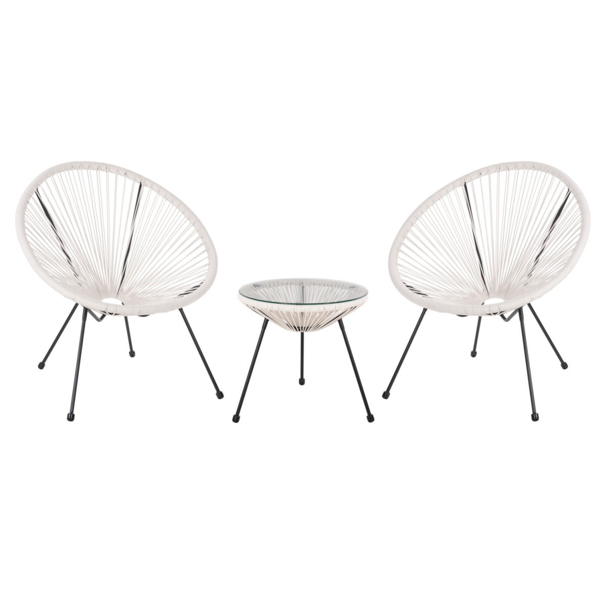ΣΕΤ ΕΞΩΤΕΡΙΚΟΥ ΧΩΡΟΥ 3ΤΜΧ ACAPULCO HM11861.12 P.E.RATTAN ΛΕΥΚΟ-ΜΕΤΑΛΛΟ ΣΕ ΜΑΥΡΟ