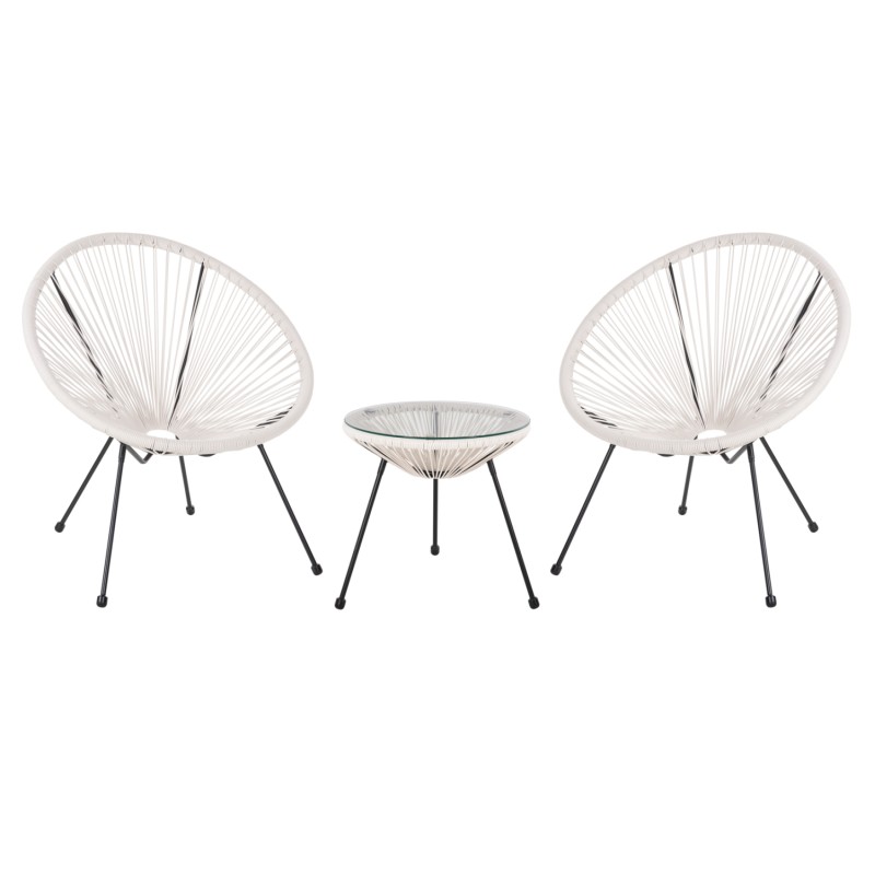 ΣΕΤ ΕΞΩΤΕΡΙΚΟΥ ΧΩΡΟΥ 3ΤΜΧ ACAPULCO HM11861.12 P.E.RATTAN ΛΕΥΚΟ-ΜΕΤΑΛΛΟ ΣΕ ΜΑΥΡΟ