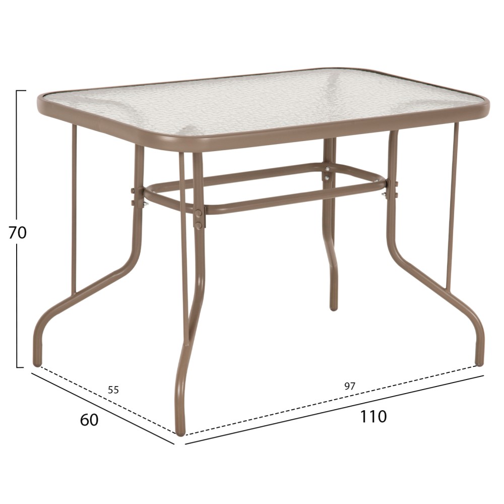 ΣΕΤ ΤΡΑΠΕΖΑΡΙΑΣ 5ΤΜΧ ADAM HM10727.04 ΚΑΡΕΚΛΕΣ ΜΕΤΑΛΛΙΚΕΣ & ΤΡΑΠΕΖΙ 110x60εκ ΣΑΜΠΑΝΙ