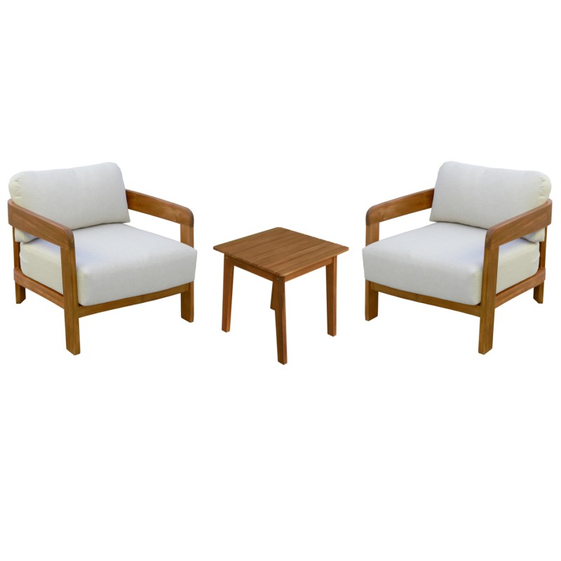 LOUNGE ΣΕΤ SOLARA HM10892 ΤΡΑΠΕΖΑΚΙ & 2 ΠΟΛΥΘΡΟΝΕΣ--ΞΥΛΟ ΑΚΑΚΙΑΣ--ΕΚΡΟΥ ΜΑΞΙΛΑΡΙΑ