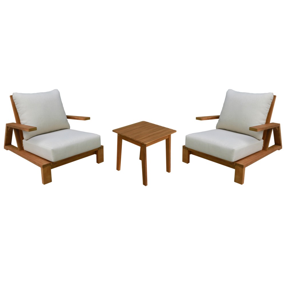 LOUNGE ΣΕΤ MIREX HM10893 ΤΡΑΠΕΖΑΚΙ & 2 ΠΟΛΥΘΡΟΝΕΣ--ΞΥΛΟ ΑΚΑΚΙΑΣ--ΕΚΡΟΥ ΜΑΞΙΛΑΡΙΑ