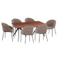 ΣΕΤ ΤΡΑΠΕΖΑΡΙΑΣ 7ΤΜΧ DRENNY HM10936.03 MDF TOP ΚΑΡΥΔΙ--ΥΦΑΣΜΑ TAUPE & ΜΕΤΑΛΛΟ ΜΑΥΡΟ