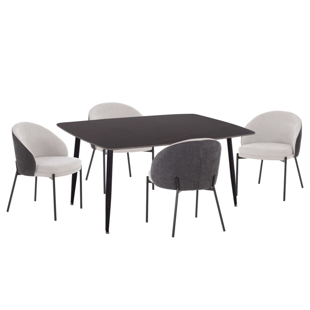ΣΕΤ ΤΡΑΠΕΖΑΡΙΑΣ 5ΤΜΧ DETTON HM10940.01 ΚΕΡΑΜΙΚΟ TOP--ΥΦΑΣΜΑ ΓΚΡΙ & ΜΕΤΑΛ.ΠΟΔΙΑ ΜΑΥΡΑ