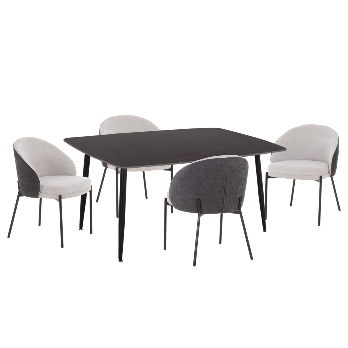 ΣΕΤ ΤΡΑΠΕΖΑΡΙΑΣ 5ΤΜΧ DETTON HM10940.01 ΚΕΡΑΜΙΚΟ TOP--ΥΦΑΣΜΑ ΓΚΡΙ & ΜΕΤΑΛ.ΠΟΔΙΑ ΜΑΥΡΑ