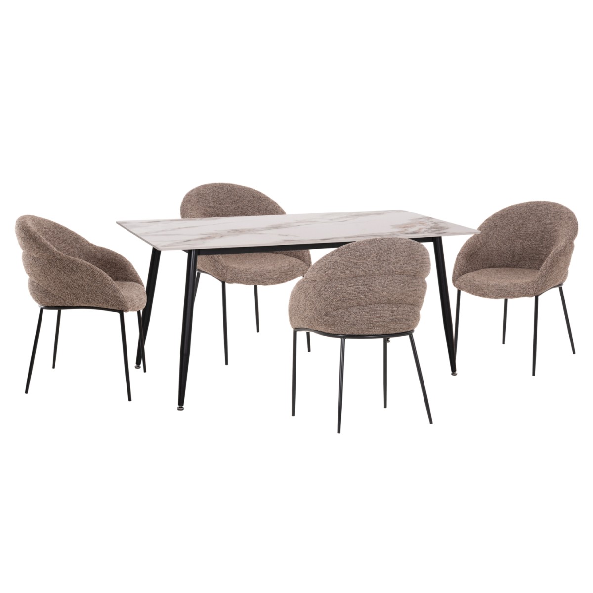 ΣΕΤ ΤΡΑΠΕΖΑΡΙΑΣ 5ΤΜΧ DRENNY HM10952.03 ΚΕΡΑΜΙΚΟ TOP--ΥΦΑΣΜΑ TAUPE & ΜΕΤΑΛ.ΠΟΔΙΑ