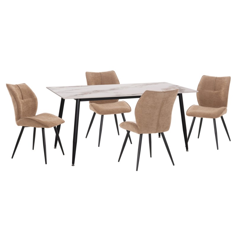 ΣΕΤ ΤΡΑΠΕΖΑΡΙΑΣ 5ΤΜΧ GAFF HM10953.03 ΚΕΡΑΜΙΚΟ TOP--ΥΦΑΣΜΑ TAUPE & ΜΕΤΑΛ.ΠΟΔΙΑ ΜΑΥΡΑ