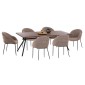 ΣΕΤ ΤΡΑΠΕΖΑΡΙΑΣ 7ΤΜΧ MANDY HM10957.03 MDF TOP--ΥΦΑΣΜΑ TAUPE & ΜΕΤΑΛ.ΠΟΔΙΑ