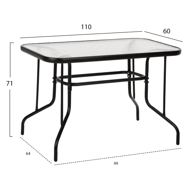 ΣΕΤ ΤΡΑΠΕΖΑΡΙΑΣ 5ΤΜΧ ADAM HM10897.03 ΤΡΑΠΕΖΙ 110x60εκ & 4 ΠΟΛΥΘΡΟΝΕΣ--ΜΑΥΡΟ