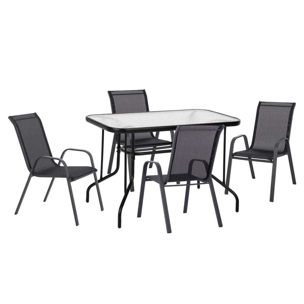 ΣΕΤ ΤΡΑΠΕΖΑΡΙΑΣ 5ΤΜΧ ADAM HM10897.03 ΤΡΑΠΕΖΙ 110x60εκ & 4 ΠΟΛΥΘΡΟΝΕΣ--ΜΑΥΡΟ