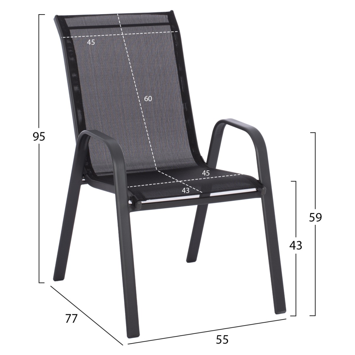 ΣΕΤ ΤΡΑΠΕΖΑΡΙΑΣ 5ΤΜΧ ADAM HM10897.03 ΤΡΑΠΕΖΙ 110x60εκ & 4 ΠΟΛΥΘΡΟΝΕΣ--ΜΑΥΡΟ