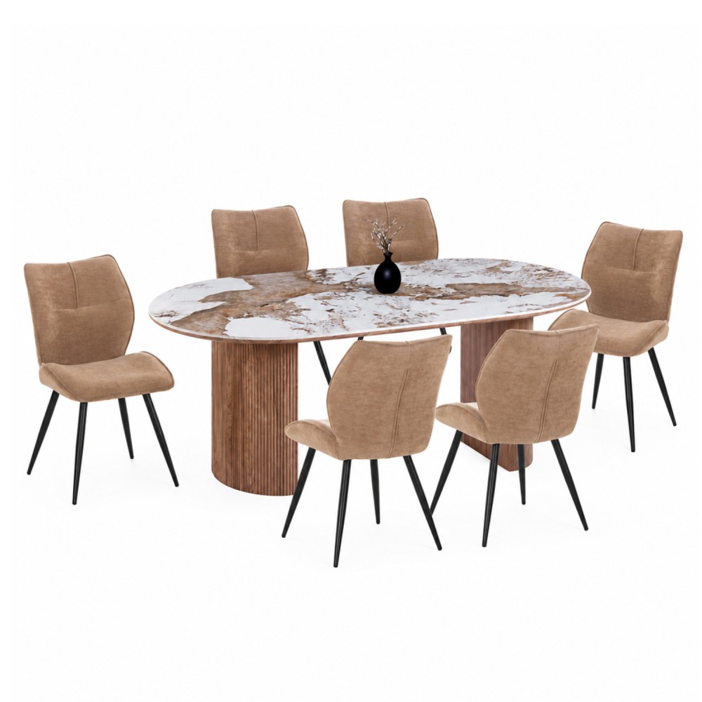 ΣΕΤ ΤΡΑΠΕΖΑΡΙΑΣ 9ΤΜΧ MARBLEX HM11394.03 ΚΕΡΑΜΙΚΟ TOP PANDORA--ΚΑΡΕΚΛΕΣ ΥΦΑΣΜΑ TAUPE