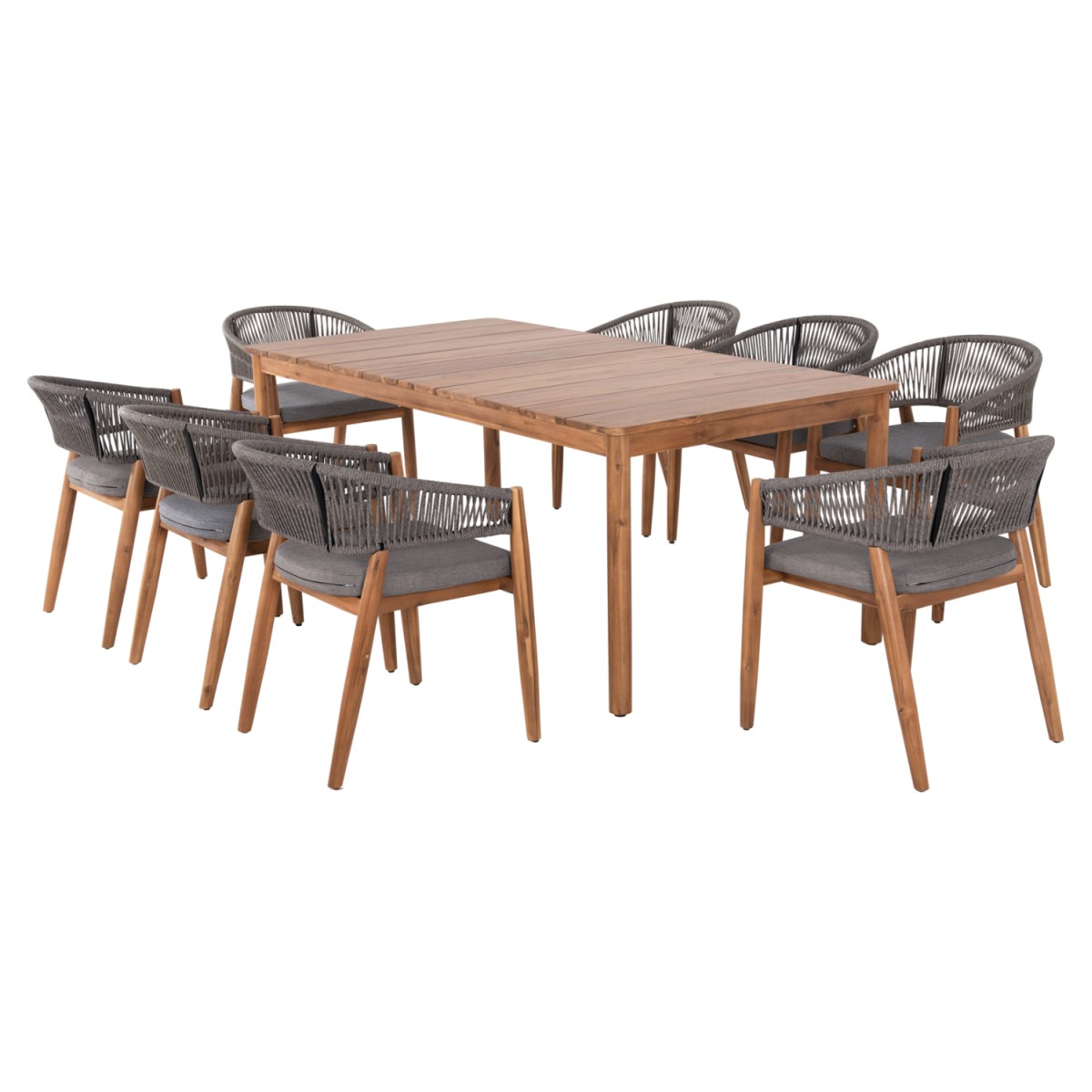 ΣΕΤ ΤΡΑΠΕΖΑΡΙΑΣ 9ΤΜΧ NAVANT HM21066.01 ΤΡΑΠΕΖΙ ΜΕ 8 ΚΑΡΕΚΛΕΣ ΞΥΛΟ ΑΚΑΚΙΑΣ-ΣΧΟΙΝΙ ΓΚΡΙ