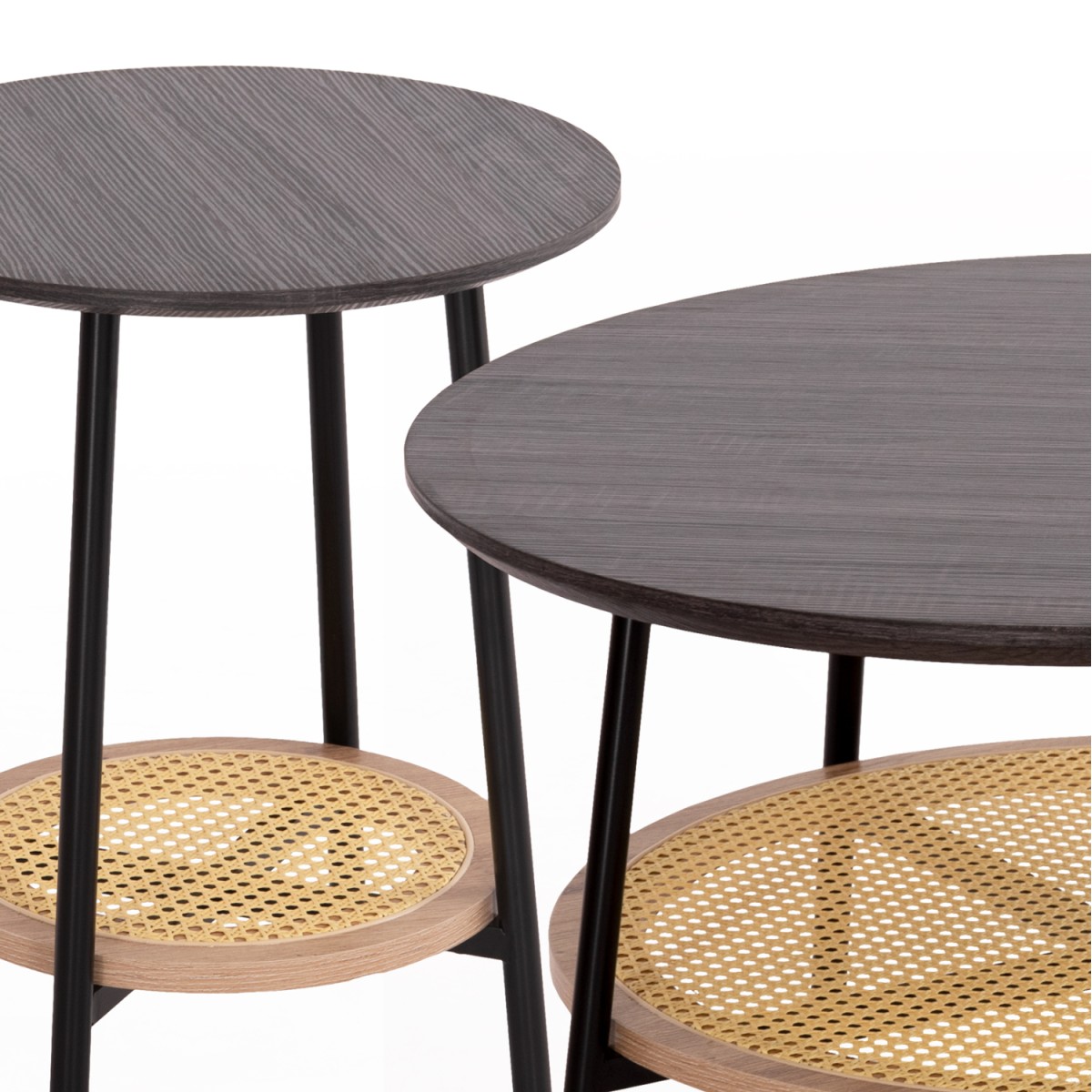 ΣΕΤ 2ΤΜΧ ΤΡΑΠΕΖΙΑ ΣΑΛΟΝΙΟΥ SEWELL HM21087 MDF-ΜΕΤΑΛΛΟ-ΣΥΝΘΕΤΙΚΟ RATTAN Φ80εκ & Φ45εκ