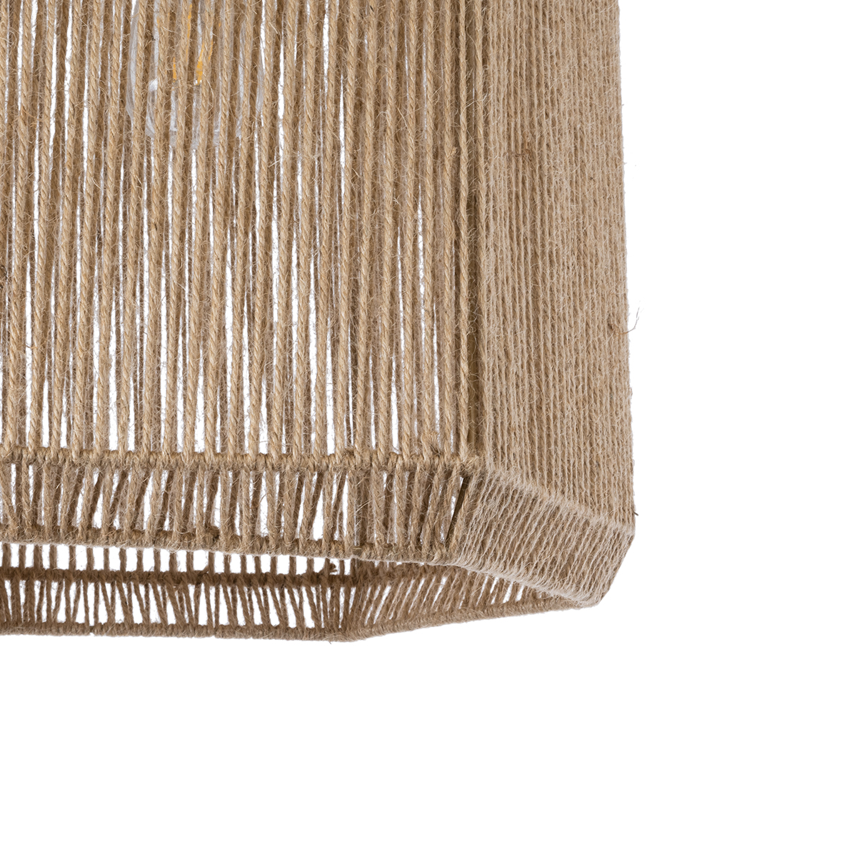 GloboStar® CAYMAN 00519 Boho Κρεμαστό Φωτιστικό Πλέγμα Μονόφωτο 1 x E27 IP20 Μπεζ Σχοινί - Μ40 x Π40 x Υ40cm