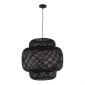 GloboStar® MALDIVES 00579 Boho Κρεμαστό Φωτιστικό Πλέγμα Μονόφωτο 1 x E27 IP20 Μαύρο Ξύλο - Μ56 x Π56 x Y54cm